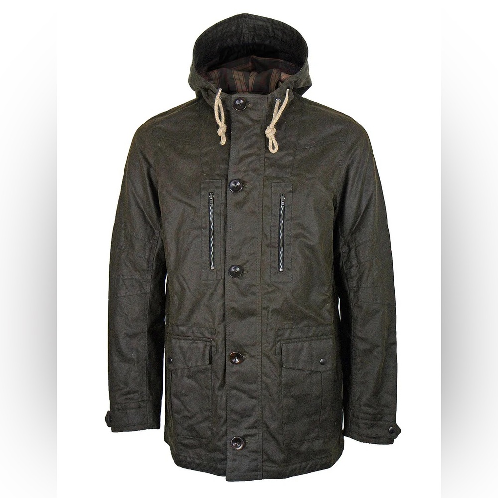 Green Military Field Jacket with Stand-up Collar and Durable Fabric